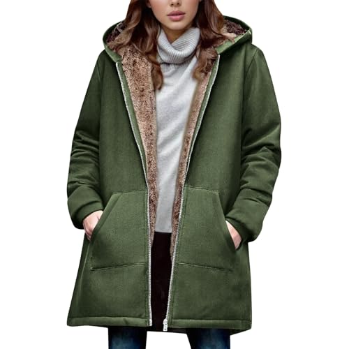 Jacke Damen Herbst, Bomberjacke Damen Winter, Winterjacke Jacke Winter Fleece Gefüttert Wintermantel Warm Mantel Parka Herbstjacke Kapuzenjacke Oversize Winterparka von Generisch