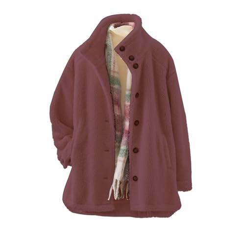 Jacke Damen Winter Winterjacke Teddy Fleece Jacke Sherpa Wintermantel Warm Gefüttert Teddyjacke Herbstjacke Große Größen Winter Mantel Herbst Fleecejacke Trenchcoat Damen von Generisch