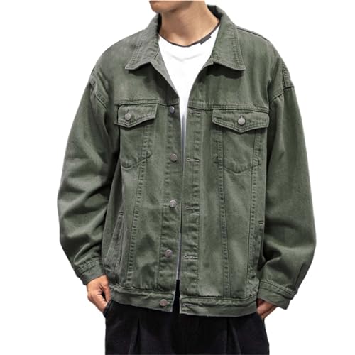 Jacke Herren Frühling, Jeansjacke Herren Gewaschener Übergangsjacke Jeans Jacken Sommerjacke Großen Größen Cowboy Jacke Vintage Frühlingsjacke Leichte Herrenjacken Denim Jacket Men, Grün, M von Generisch