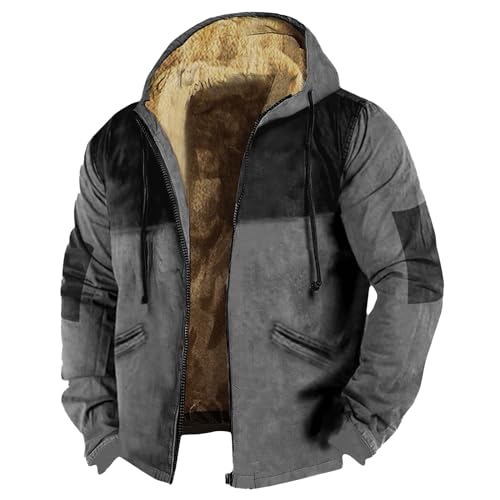Jacke Herren Skijacke Herren Warm Übergangsjacke Winter Langarm Jacket Hoody Mit KapuzeSteppjacke Herren Leichte Fleecejacken Männer Jacke Meine Bestellungen Anzeigen 1#grau XL von Generisch