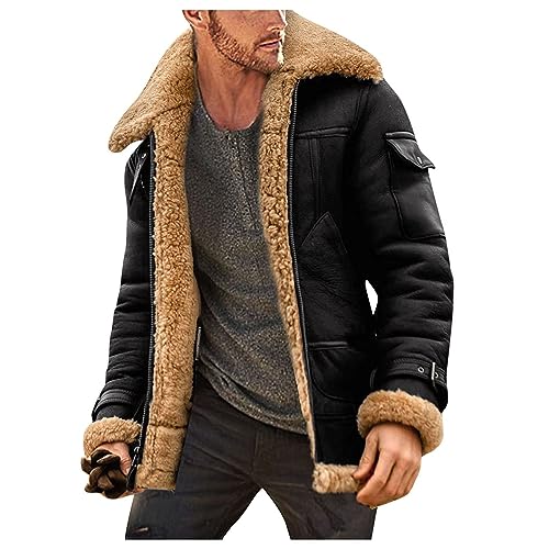Jacke Herren Winter aus Wildlederimitat Vintage Lederjacke mit Teddyfutter Warm Verdicken Mantel Trucker Jeansjacke Coat mit Tasche Jacke Herren Winter aus Wildlederimitat Vintage Lederjacke mit Teddyfutter Warm Verdicken Mantel Trucker Jeansjacke Coat mit Tasche von Generisch