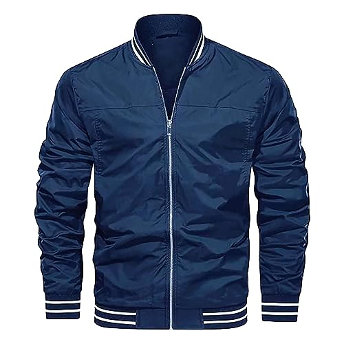 Jacken Herrenmode Schutzjacken Herren-Herbstmode, lässig, Freizeit, quadratisch, dünn, Taschenjacke, Bluse, Mantel, Baseball-Top Outdoor Stilvolle Jacken Herren Winter (Blue, S) von Generisch