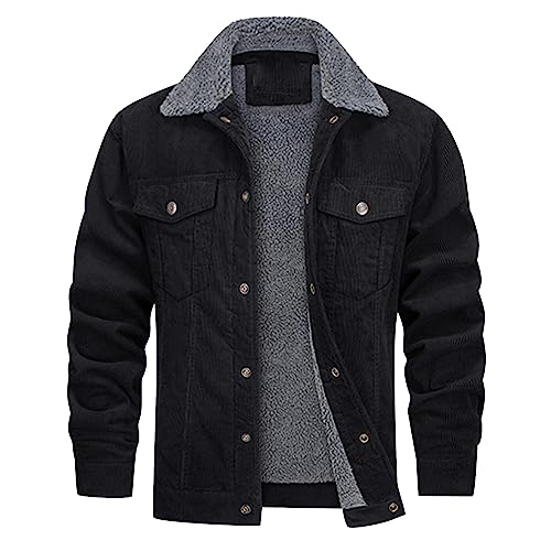 Jacket For Men, Winter Herren Jacke Verdickt Langarm Revers Cord Komposit Lammwolle Mantel Leather Jackets Men Collegejacken Mädchen Daunenjacke Leicht College 164 Jungen Colage (M, Dunkelgrau) von Generisch