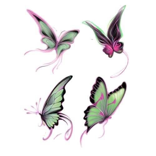 Jadegrüner magischer Schmetterling, frisches, würziges Mädchen, realistische, abwaschbare Farbzeichnung, Schmetterlings-Schlüsselbein-Arm-Taille dauerhaft, farbige Tattoo-Aufkleber von Generisch
