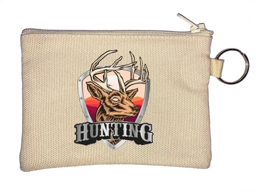 Jagd 3D-Stil Schild Grafik Schlüsselanhänger Münzbörse Beige von Generisch