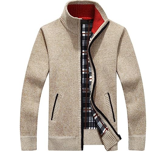 Janker Herren Tracht Herbst Ohne Kapuze Modern Leicht Trachtenjacke Strickjacke Outdoor Strick 3XL Lang Cardigan Pullover mit Reißverschluss Langarm Wintermantel Sweatjacke von Generisch