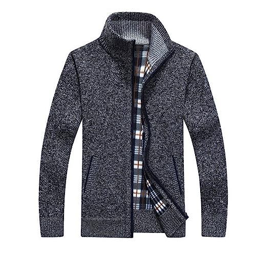 Janker Herren Tracht Herbst Ohne Kapuze Modern Leicht Trachtenjacke Strickjacke Outdoor Strick 3XL Lang Cardigan Pullover mit Reißverschluss Langarm Wintermantel Sweatjacke von Generisch