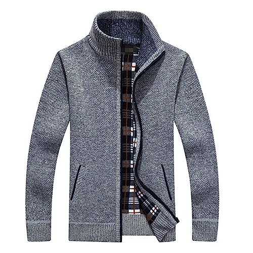 Janker Herren Tracht Herbst Ohne Kapuze Modern Leicht Trachtenjacke Strickjacke Outdoor Strick 3XL Lang Cardigan Pullover mit Reißverschluss Langarm Wintermantel Sweatjacke von Generisch