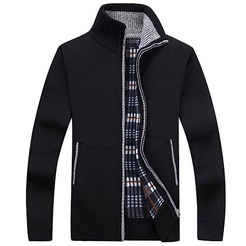 Janker Herren Tracht Herbst Ohne Kapuze Modern Leicht Trachtenjacke Strickjacke Outdoor Strick 3XL Lang Cardigan Pullover mit Reißverschluss Langarm Wintermantel Sweatjacke von Generisch