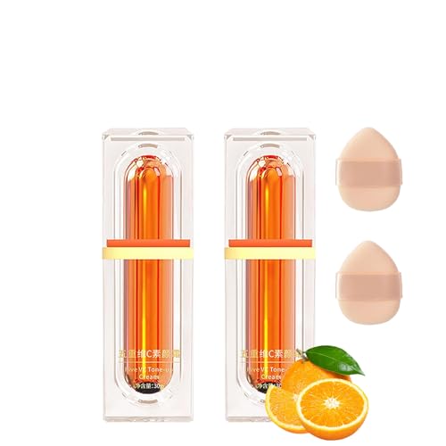 Japanese Vitamin C Makeup Tone Up Cream, Five Vitamin C Tone-Up Cream, Moisturizing Brightening Concealer Smooth Tone-Up Cream, for All Skin Types (2 Pcs) von Generisch