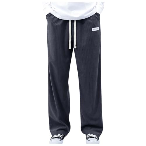Japanische Hose Herren, Cordhose Herren Schwarz Stretch Weit Baggy Weites Bein Dehnbund - Haremshose Winter Japanische Hose Casual Lockere Männer Cord Hose mit Kordelzug Elastischer Taille Geradem von Generisch
