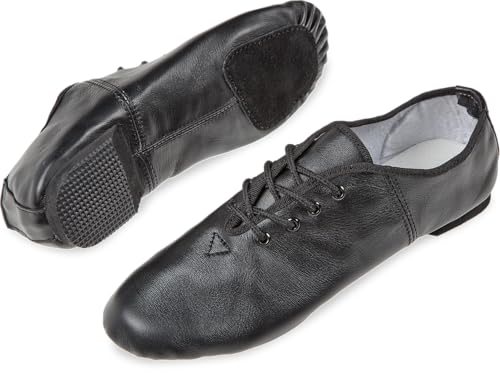 Diamant TANZSCHUHMANUFAKTUR Jazzschuh Modell JS2-CG-SW mit Schnürung und geteilter Gummisohle in schwarz Leder (Schwarz, EU Schuhgrößensystem, Erwachsene, Numerisch, M, 38) von Diamant TANZSCHUHMANUFAKTUR