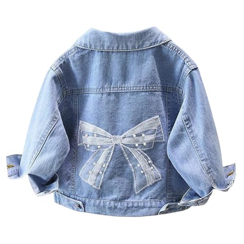 Jeans Bowboy Langarm Mantel Grls Cartoon süße Top Jeans Jacke Weltall Jugend (Beige, 2-3 Years) von Generisch