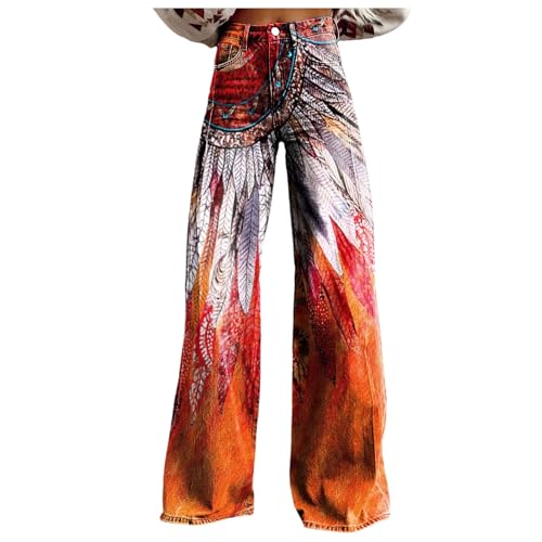 Jeans Damen Baggy Casual Wide Leg Gewaschene Denim Lose Used-Look Streetwear Straight Vintage Freizeithose Mid High Waist 90er Cargohose Leicht Y2k Denimhosen Jeans Hip Hop Hosen von Generisch