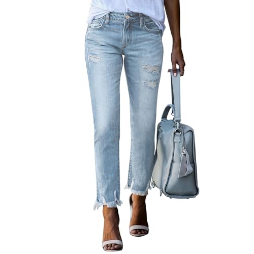 Jeans Damen Stretch Ripped High Waist Straight Leg Destroyed Lässige Freizeithose Zerrissene Jeans Mit Löchern Casual Comfy High Rise Jeanshose Frauen 2025 Boyfriend Mom Fit Skinny Casual Trousers Jeans Damen Stretch Ripped High Waist Straight Leg Destroyed Lässige Freizeithose Zerrissene Jeans Mit Löchern Casual Comfy High Rise Jeanshose Frauen 2025 Boyfriend Mom Fit Skinny Casual Trousers von Generisch