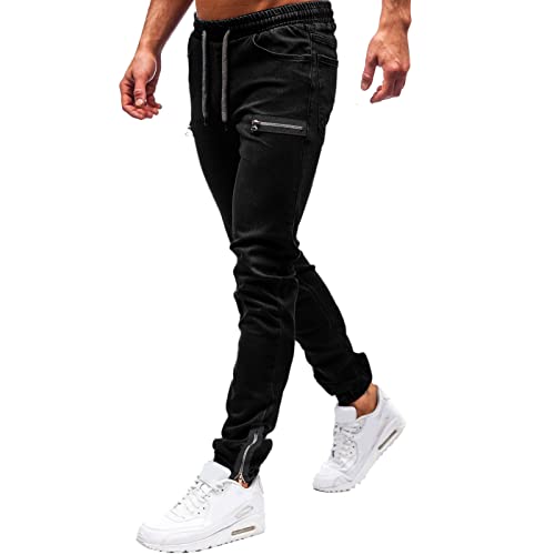 Jeans Herren 5Pocket Jeanshose mit Dehnbund Größen Untersetzte Größen Kurzgrößen Big Size Fashion Baggy Jeans Herren Blau Jeans Shorts Mit LöCher Herren Schwarz Herren Stretch Hose von Generisch