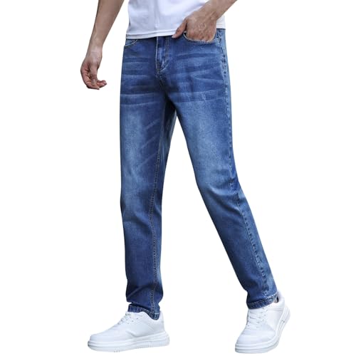 Jeans Herren 5Pocket Jeanshose mit Dehnbund Größen Untersetzte Größen Kurzgrößen Big Size Fashion Jeans Herren Slim Jeans Hellgrau Herren Straight Herren Hosen Modern von Generisch