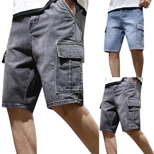 Jeans Herren Kurz Mit Seitentaschen Männer Shorts Sommer Jeans Cargoshorts Jeansoptik Trainshorts Viele Taschen Arbeitsshorts Atmungsaktiv Sweatshorts Leicht Sportshorts Bequem Sommershorts von Generisch