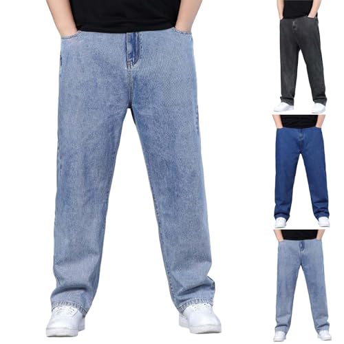 Jeans Herren Weites Bein Jeanshose Herren Loose Fit Herrenhose Leichtgewichts Freizeithose Einfarbig Schlupfhose Jeansoptik Fitnesshose Lässig Sweathose Bequem Trainingshose Robust von Generisch