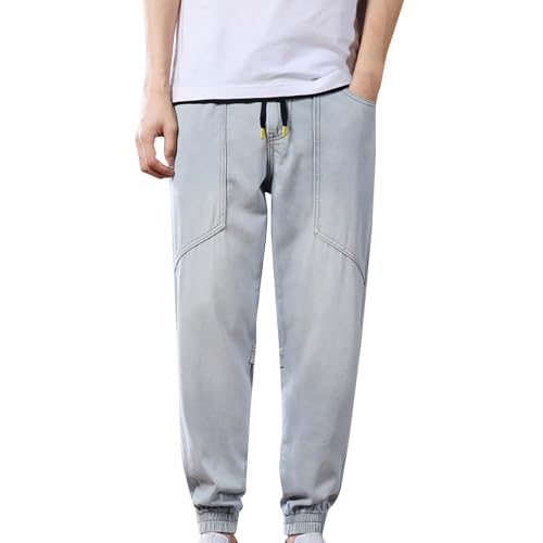 Jeans Hosen Für Herren Mit Gummizug Jeans Herren Loose Fit Haremhose Jeansoptik Freizeithose Loose Fit Jogginghose Einfarbig Laufhose Mit Bündchen Sweathose Bequeme Sweatpants Casual Hose von Generisch