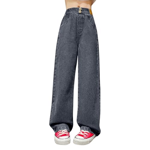 Jeans Mädchen Baggy Cargo Hose Multi Taschen Cargohose Y2K Hip Hop Streetwear Freizeit Kinder Jeanshose Gummibund 120-170 von Generisch