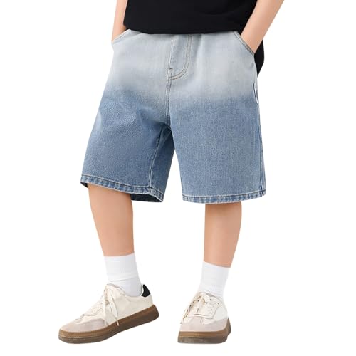 Jeans Shorts Jungen Cargo Kurze Hosen Sommer Lässige Bermuda Baggy Sport Shorts Kinder Hip Hop Denim Cargoshorts Straßentanz Skateboard Hose von Generisch