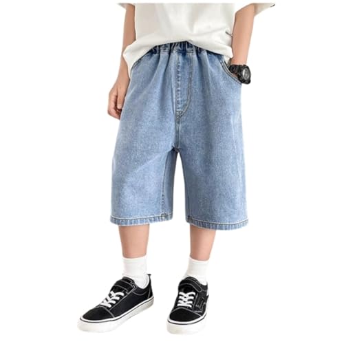 Jeans Shorts Jungen Cargo Kurze Hosen Sommer Lässige Bermuda Baggy Sport Shorts Kinder Hip Hop Denim Cargoshorts Straßentanz Skateboard Hose von Generisch