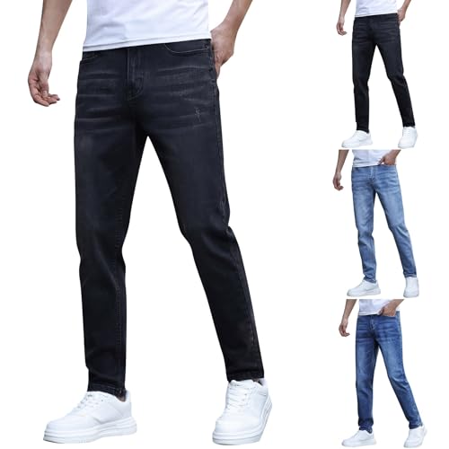 JeansJeans Herren Baggy Jeans Herren Jeanshose Lässige Regular Fit Denim Hosen Schwarz Stretch Jeanshosen Casual Straight Denim Pants Y2k Vintage Slim Fit Hose von Generisch