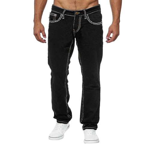 Jeanshose Herren Loose Fit, Jeans Herren Straight Fit, Schlupfhose Warm Freizeithose Einfarbig Herrenhose Mit Knopfleiste Standhose Stretch Sweathose Mit Seitentaschen Outdoorhose von Generisch