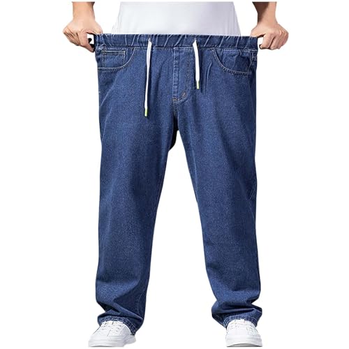 Jeanshose Herren Stretch Mit Gummizug, Jeanshosen Herren Grosse Grössen, Denimhose Elastische Taille Stretchjeans College Freizeithose Einfarbig Stoffhose Klassischer Lässig Sporthose von Generisch