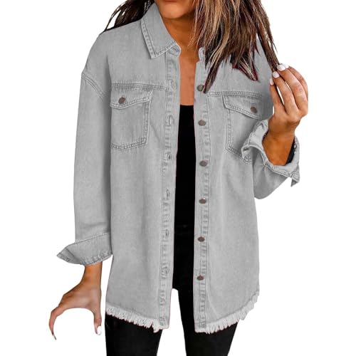 Jeansjacke Damen Große Größen, Lederjacke Damen Schwarz, Oversize Denim Jacke Frayed Hem Übergangsjacke Leichte Sommerjacke Jeansjacken Frühjahr Sommer Jacke Freizeitjackeblitzangebote Des Tages Jeansjacke Damen Große Größen, Lederjacke Damen Schwarz, Oversize Denim Jacke Frayed Hem Übergangsjacke Leichte Sommerjacke Jeansjacken Frühjahr Sommer Jacke Freizeitjackeblitzangebote Des Tages von Generisch