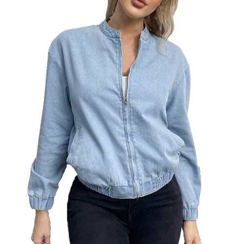 Jeansjacke Damen Stretch Oversize Vintage Jeansjacken Denim Jacke Stretch Leichte Trucker Jacke Jeansjacke Casual mit Taschen Übergangsjacke Bikerjacke Kurz Große Größen College Jacke Blouson Jacke Jeansjacke Damen Stretch Oversize Vintage Jeansjacken Denim Jacke Stretch Leichte Trucker Jacke Jeansjacke Casual mit Taschen Übergangsjacke Bikerjacke Kurz Große Größen College Jacke Blouson Jacke von Generisch