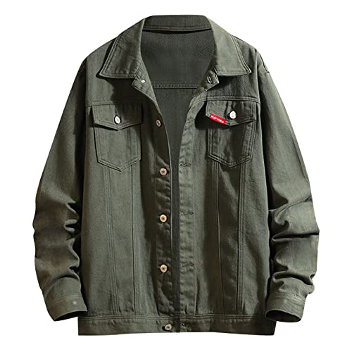Jeansjacke Herren Regular Fit - Jeans Jacken Für Herren Lang Revers Denim Jacket Mit Knöpfen Baggy Denim Jacke Classic Basic Freizeitjacke Modern Trucker-Jacke Casual Mode Jeansmantel Herrenjacke von Generisch