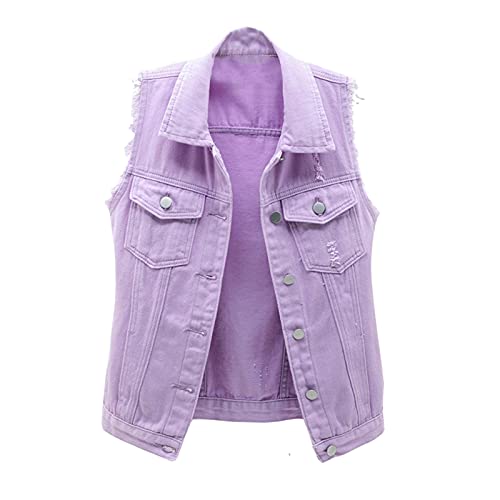 Jeansweste Damen Ärmellos Kurz - Leichte Weste Damen Sport Vorne Offen Übergangsweste Denim Weste Vintage Y2K Streetwear Mit Knopfleiste Winterweste Freizeit Gilet Oberteile Cardigan Weste Outfits von Generisch