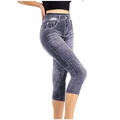 Jeggings Damen Stretch 3/4 High Waist Capri-Leggings Bequeme und Stylische Jeggins Blickdichte Jeansoptik Shorts Sommer Caprihose Elastische Hohe Taille Treggings Schmal Geschnittene Jeggings Damen Stretch 3/4 High Waist Capri-Leggings Bequeme und Stylische Jeggins Blickdichte Jeansoptik Shorts Sommer Caprihose Elastische Hohe Taille Treggings Schmal Geschnittene von Generisch