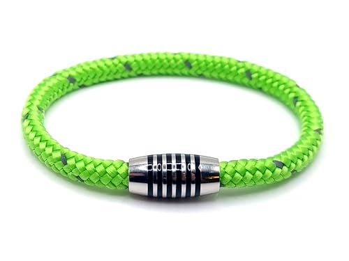 JoJewelry 6mm Armband mit Edelstahlmagnetverschluss emailliert (Neon grün reflec, 17.50) von Generisch