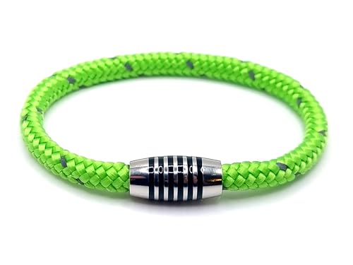 JoJewelry Surfer Armband in vielen verschiedenen Farben mit stilvollen Edelstahlmagnetverschluss und Geschenkbox (Neon grün reflec, 19.00) von Generisch