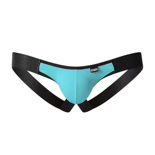 Jockstraps Herren Jocks Männer Strings Tanga Sissy Slip Männer Stretch Unterwäsche Erotische Jockstrap Straps Tangaslip Sport String Unterhosen Sportunterwäsche Party Clubwear (Blau, M) von Generisch