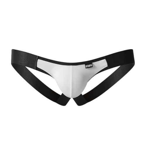 Jockstraps Herren Jocks Männer Strings Tanga Sissy Slip Männer Stretch Unterwäsche Erotische Jockstrap Straps Tangaslip Sport String Unterhosen Sportunterwäsche Party Clubwear (Weiß, L) von Generisch