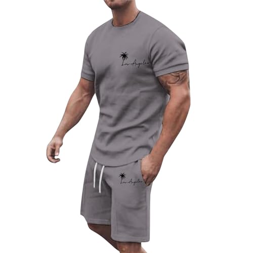 Jogger Herren Trainingsanzug Sommer 2-Teiliges Outfit Shorts Set Einfache T-Shirts Shorts Laufanzug Herren Sportanzug Jogginganzug Tracksuit Tshirt Sommer Anzug Herren Kurz von Generisch
