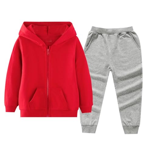 Jogginganzug 2-teilig Set Jungen Mädchen, Unisex Kind Trainingsanzug mit warmem Kapuzenpullover and weicher Jogginghose mit Taschen, kuscheligem Fleece für Winter, Sportliche (18-24 Months) von Generisch