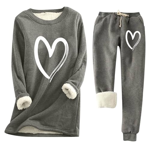 Jogginganzug Damen Lounge Set Damen Trainingsanzug Winter Loungewear Herbst Outfit Sport Jogginganzug Mädchen Hosenanzug Warm Hausanzug Baumwolle Zweiteiler Freizeitanzug Winterjacke Sportanzug,XL von Generisch