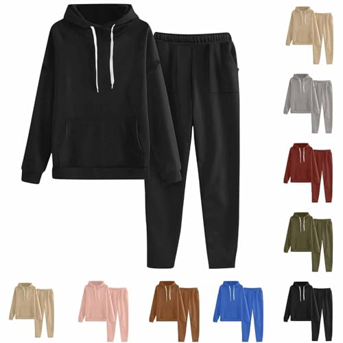 Jogginganzug Damen Set Einfarbig Trainingsanzug Discounter Pullover Hoodie and Jogginghose Black Friday Angebote 2024 Black Friday Angebote 2024 AB Wann Datum Black Friday Angebote 2024 AB Wann von Generisch