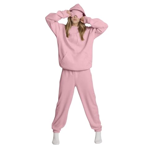 Jogginganzug Damen Set Kapuzenpullover mit Integrierter Augenmaske Comfort Airplane Mode Travel Hoodie Langarm Kapuze Sweatshirts Hidden Pockets Hoody Sweatjacke und Jogginghose von Generisch