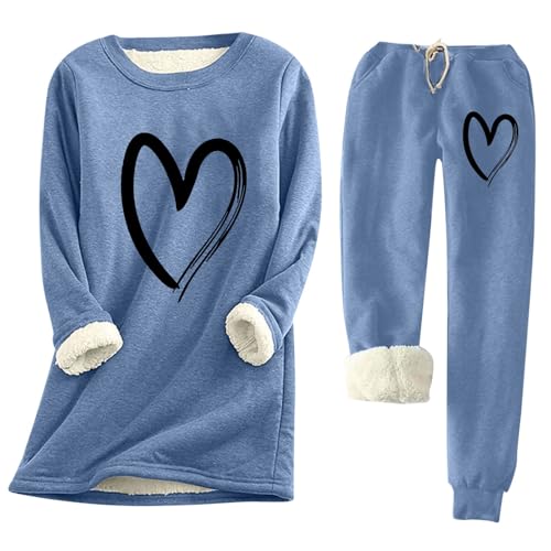 Jogginganzug Damen Set Zweiteiler Damen Sportanzug Winterjacke Warm Herbst Outfit Trainingsanzug Winter Loungewear Set Hosenanzug Freizeitanzug Hausanzug Baumwolle Lounge Sport Jogginganzug Mädchen,XL von Generisch
