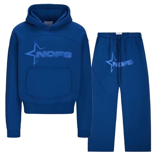 Jogginganzug Herren Damen NOFS Tracksuit 2 Piece Unisex Trainingsanzug Y2K Hip Hop Streetwear Hoodie und Sporthose Sportanzug Buchstaben Druck Lose NOFS Trainingsanzug von Generisch