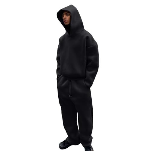 Jogginganzug Herren Einfarbig Langarm Shirt und Hose 2 Teiliges Zweiteiler Loose Leicht Freizeitanzug Casual Elegent Trainingsanzug Outdoor Activewear von Generisch