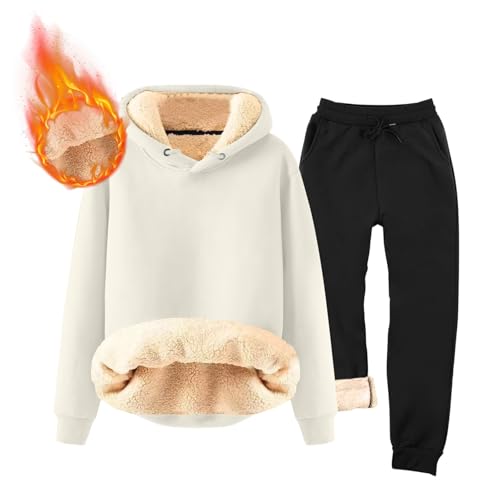 Jogginganzug Herren Set Hoodie jogginghose 2 Teilig Winter Gefüttert Warm Trainingsanzug Herren Baumwolle Dicker Stoff Thermo Sportanzug Herren Winter Hausanzug Männer Kuschelig Freizeitanzug von Generisch