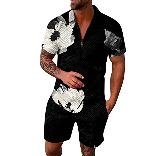 Jogginganzug Herren Sommer,Trainingsanzug Sommers Sportanzug 2 Teiliges Outfit Sport Set Kurzarm Tshirts + Kurze Hose Freizeitanzug Männer Sport Anzug Herren Kurz Geeignet für den sommer von Generisch