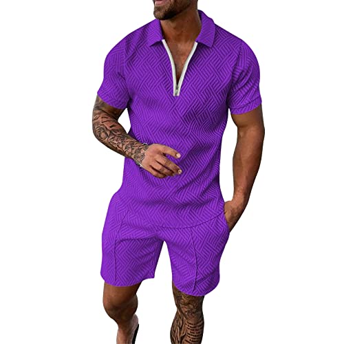 Jogginganzug Herren Sommer,Trainingsanzug Sommers Sportanzug 2 Teiliges Outfit Sport Set Kurzarm Tshirts + Kurze Hose Freizeitanzug Männer Trainingsanzug Herren Sommer Leicht Geeignet für den sommer von Generisch